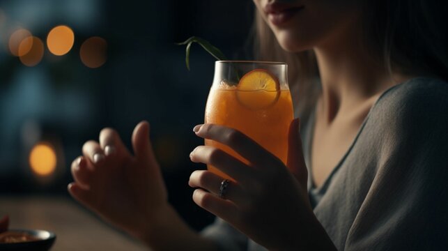 Woman enjoying tropical drinks