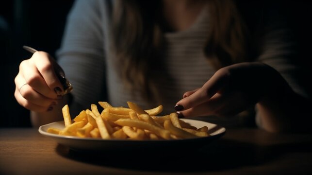 Woman at dinning Table enjoying eating