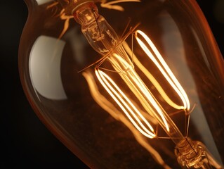 Close-Up Shot of a Vintage Filament Lamp - AI Generated