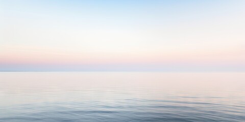 Fototapeta na wymiar Horizon Line Dividing a Calm Sea and a Pastel Sky - AI Generated