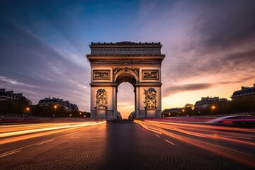 Grandeur of the Arc de Triomphe at Sunset - AI Generated