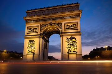 Fototapeta na wymiar Grandeur of the Arc de Triomphe at Sunset - AI Generated