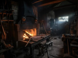 Dramatic Glow of a Blacksmiths Forge - AI Generated