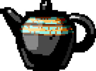 Obraz premium beverage vintage teapot game pixel art retro vector. bit beverage vintage teapot. old vintage illustration