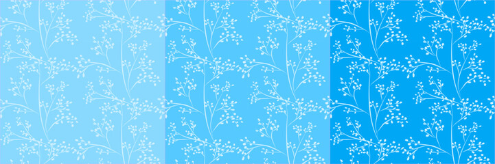 Vector seamless half-drop pattern, with  leaves