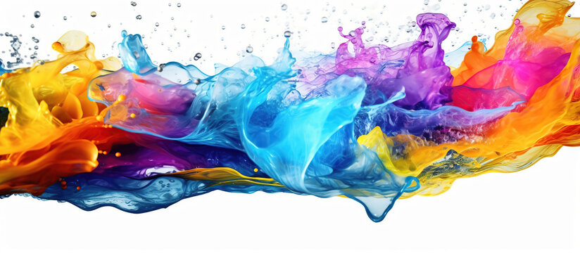 Colorful splashing water. AI Generated Image