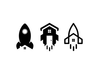 modern rocket house illustration logo