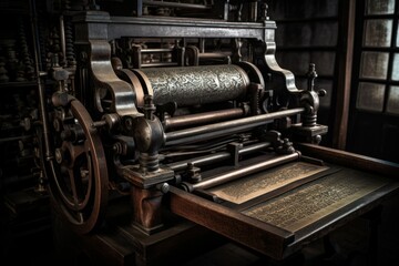 Book press machine. Generate Ai - obrazy, fototapety, plakaty