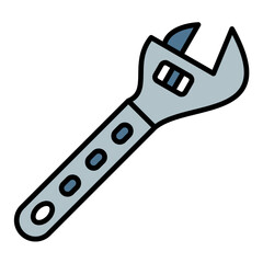 Adjustable Wrench Line Color Icon