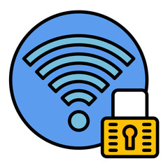 Signal Wifi 4 Bar Lock Line Color Icon