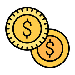 Coins Line Color Icon