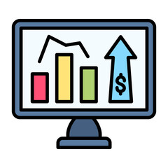 Online Statistics Line Color Icon