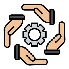 Team work Line Color Icon