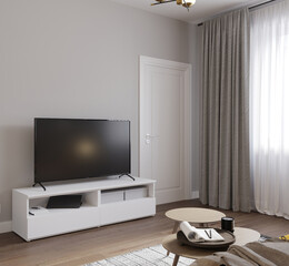 visualization of a cozy modern interior, 3d rendering, cg illustration