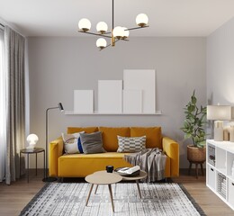 visualization of a cozy modern interior, 3d rendering, cg illustration