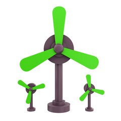 3D Green Windmill Transparent Background