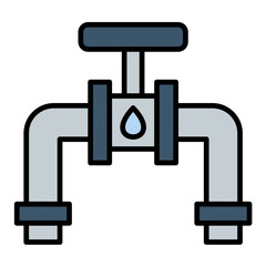 Water Pipe Line Color Icon