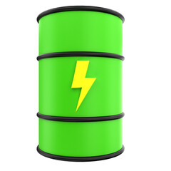 3D Barrel with Electricity Transparent Background