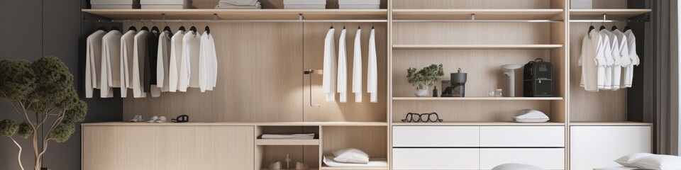 elevation of walk-in closet organize area home interior design, image ai generate