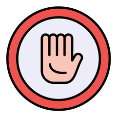 Stop Sign Line Color Icon