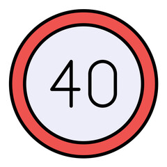 40 Speed Limit Line Color Icon