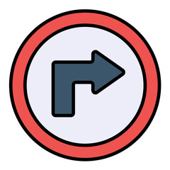 Turn Right Line Color Icon