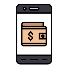 Mobile Wallet Line Color Icon