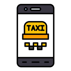 Mobile Taxi Line Color Icon