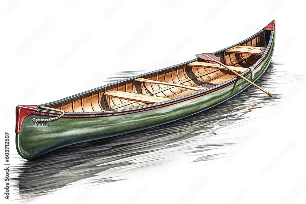 Poster canoeing isolated on white background. generated by ai