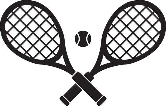 vector crossed tennis rackets and tennis ball