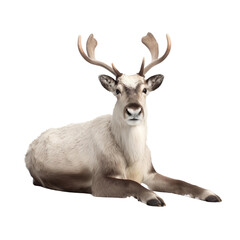 animal Reindeer sitting on a transparent background, Generative ai 