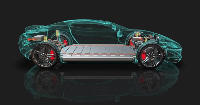 Driving the Future. The Technological Advancements in Electric Cars. 4K 3D Technology Related Concept Animation.