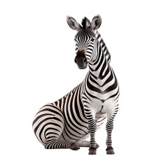 Fototapeta na wymiar animal zebra sitting isolated on a transparent background, Generative ai 