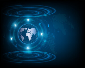 Currency exchange. Money transfer. Global business. stock market