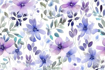 Fototapeta na wymiar Nature-inspired floral seamless watercolor pattern in vintage style, wallpapers, prints, and textiles, adding artistic beauty. Generative Ai.