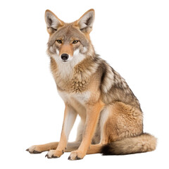 animal Coyote sitting on transparent background, generative Ai