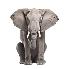 animal Elephant sitting on transparent background, generative Ai