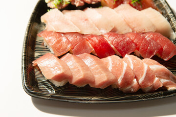 Tuna sushi in various parts