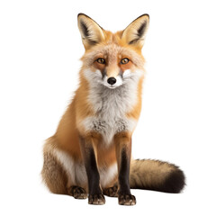 animal Fox sitting on transparent background, generative Ai