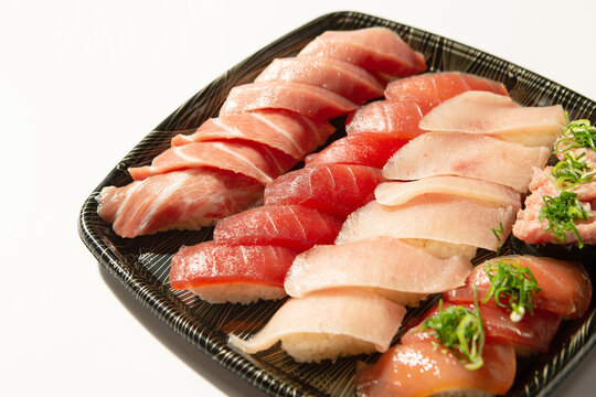 Tuna sushi in various parts