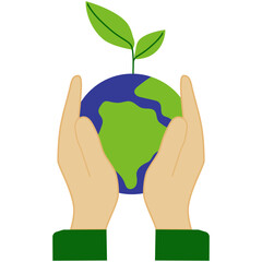World environment day icon, earth day illustration, saving planet symbol - stock vector