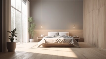 minimal interior bedroom with daylight clen and clear design cozy home ideas concept,image ai generate
