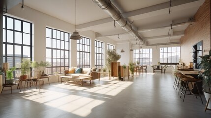 home studio workshop with modern loft design and skylight roof top multi purpose function home design concept, image ai generate