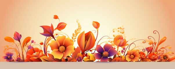 Obraz na płótnie Canvas Panoramic colorful flowers floral background banner composition Generative AI 