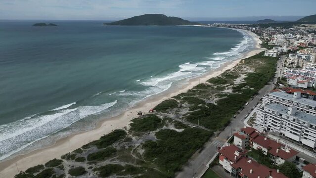 Aerial view of Praia dos Ingleses  beach located in the neighborhood of Ingleses do Rio Vermelho, in the north of the Santa Catarina Island Brazil Florianopolis 
