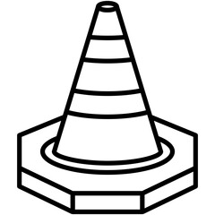 Safety Cone Icon. Road Barrier Symbol Stock Illustration. Vector Line Icons For UI Web Design And Presentation