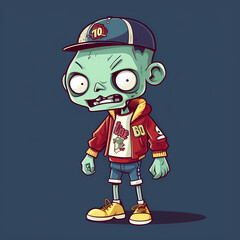 Zombie Boy Cartoon. Generative AI