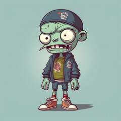 Zombie Boy Cartoon. Generative AI