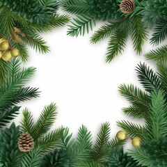 Fototapeta na wymiar Top view of tree branches red berries and pine cones, Christmas ornaments with copy space on white background, Ideal for texts, invitations or greeting cards.