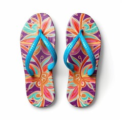 Summer beach shoes,Flip flops isolated on white background,AI generated.